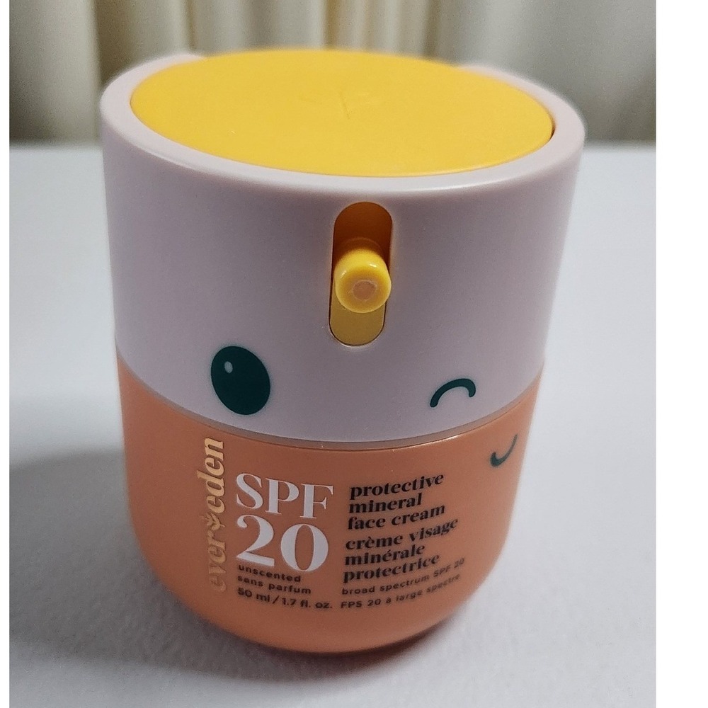 Evereden SPF 20 Protective Mineral Face Cream Unscented 1.7oz 50ml Zinc Oxide